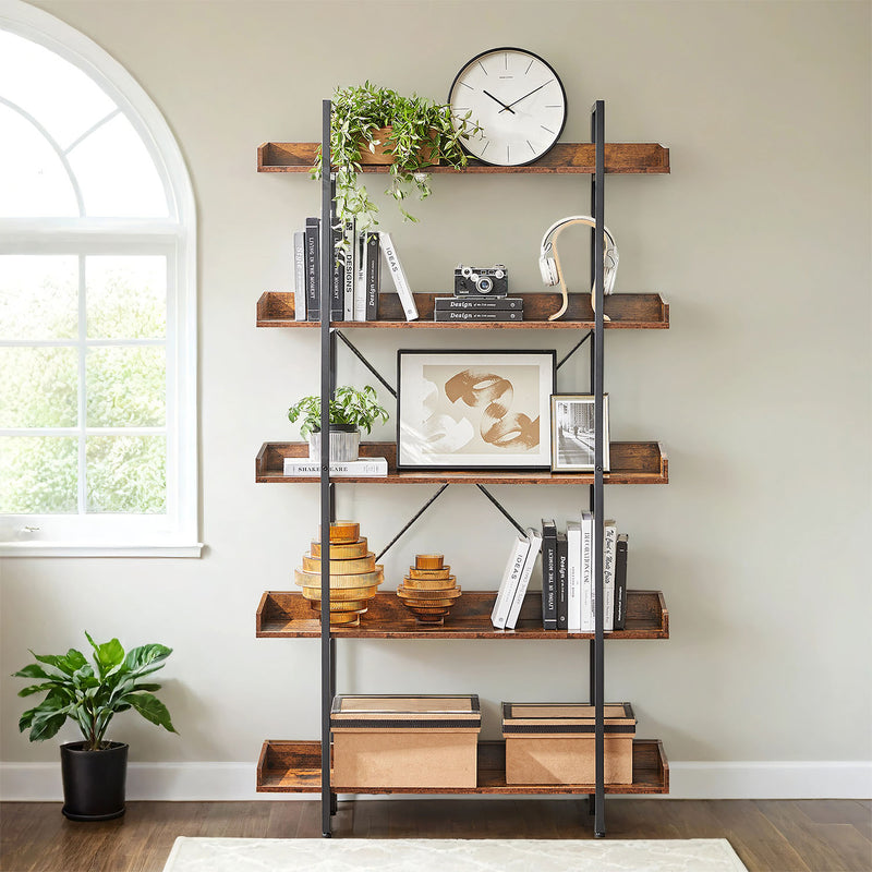 5 Tier Bookcase with Spacious Storage Shelves for Home or Office Organisation by Vasagle