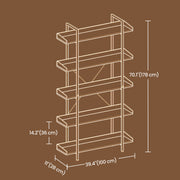 5 Tier Bookcase with Spacious Storage Shelves for Home or Office Organisation by Vasagle
