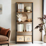 5 Tier Industrial Bookcase With Back Panels and Open Shelves for Home Office by Vasagle