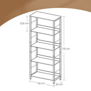 5 Tier Industrial Bookcase With Back Panels and Open Shelves for Home Office by Vasagle