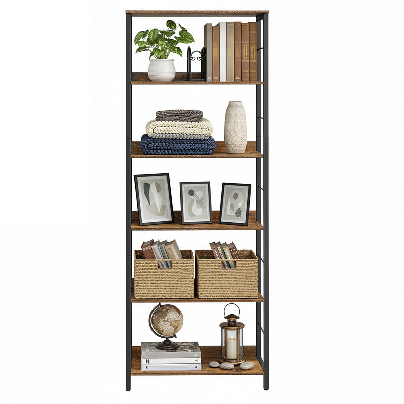 6 Tier Rustic Brown Storage Shelf Bookcase for Living Room or Home Office by Vasagle VASAGLE