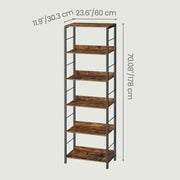 6 Tier Rustic Brown Storage Shelf Bookcase for Living Room or Home Office by Vasagle VASAGLE