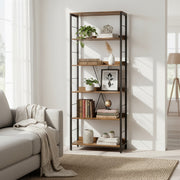 6 Tier Rustic Brown Storage Shelf Bookcase for Living Room or Home Office by Vasagle VASAGLE