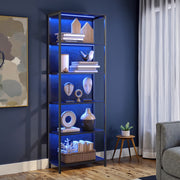 6 Tier Bookshelf with Dimmable LED Lights and Steel Frame for Modern Storage by Vasagle