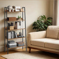 5 Tier Ladder Shelf Narrow Wooden Bookshelf for Home Office or Living Room by Vasagle