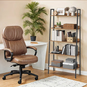 5 Tier Ladder Shelf Narrow Wooden Bookshelf for Home Office or Living Room by Vasagle