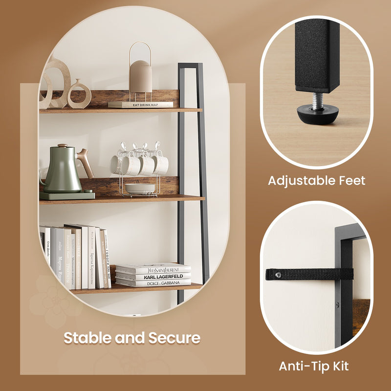 5 Tier Ladder Shelf Narrow Wooden Bookshelf for Home Office or Living Room by Vasagle