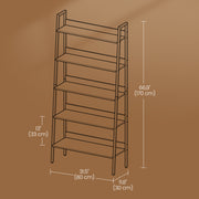5 Tier Ladder Shelf Narrow Wooden Bookshelf for Home Office or Living Room by Vasagle