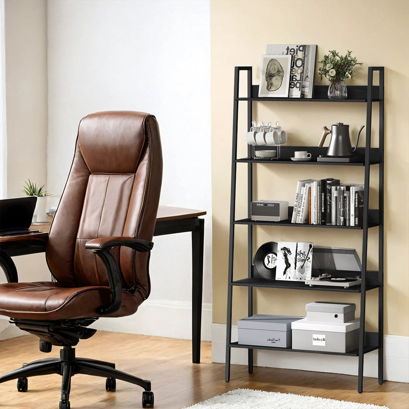 5 Tier Ladder Shelf Narrow Bookcase for Home Office or Living Room Storage by Vasagle