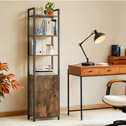 Tall 6 Tier Bookcase with Door and Adjustable Shelves for Home Office Storage by Vasagle
