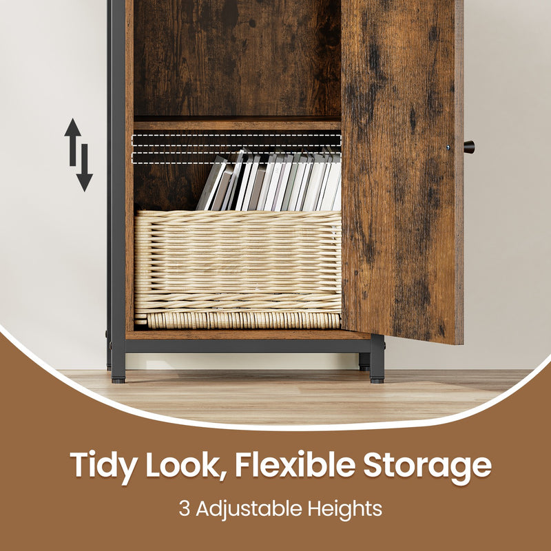 Tall 6 Tier Bookcase with Door and Adjustable Shelves for Home Office Storage by Vasagle