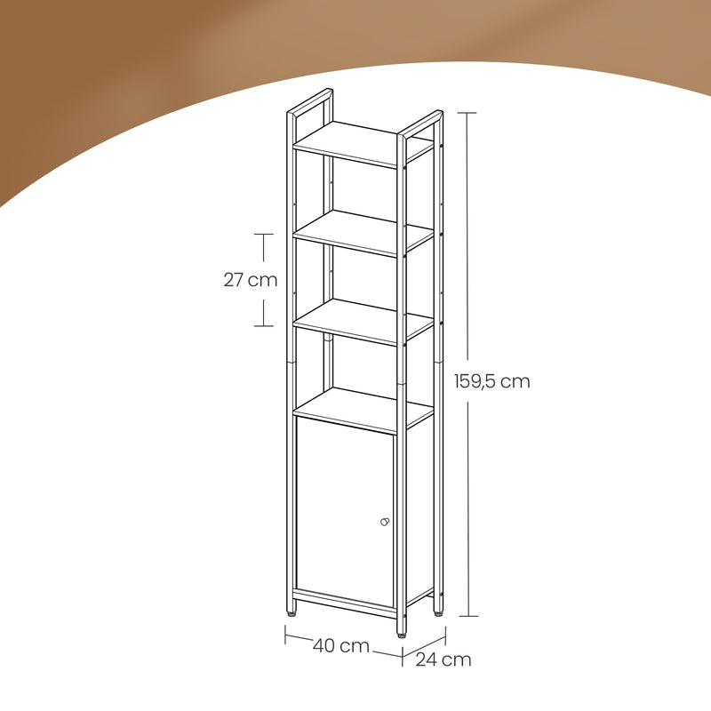 Tall 6 Tier Bookcase with Door and Adjustable Shelves for Home Office Storage by Vasagle