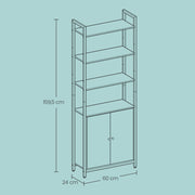 Tall 6 Tier Bookcase with Storage Cabinet and Sturdy Metal Frame by Vasagle