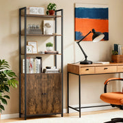 Tall 6 Tier Bookshelf with Cabinet Storage and Sturdy Metal Frame for Home Office by Vasagle