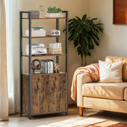 Tall 6 Tier Bookshelf with Cabinet Storage and Sturdy Metal Frame for Home Office by Vasagle