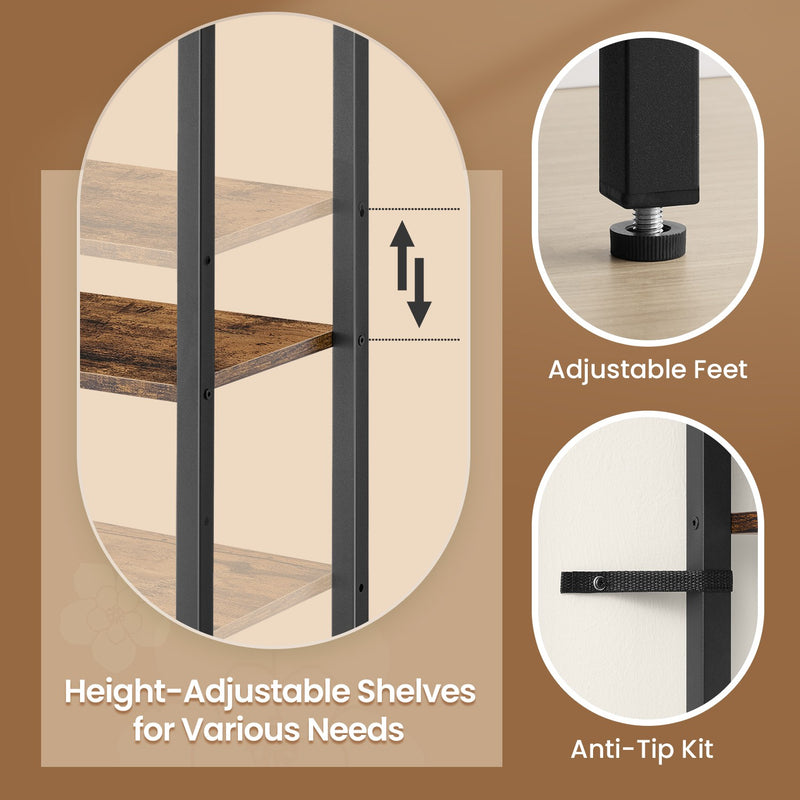 Tall 6 Tier Bookshelf with Cabinet Storage and Sturdy Metal Frame for Home Office by Vasagle