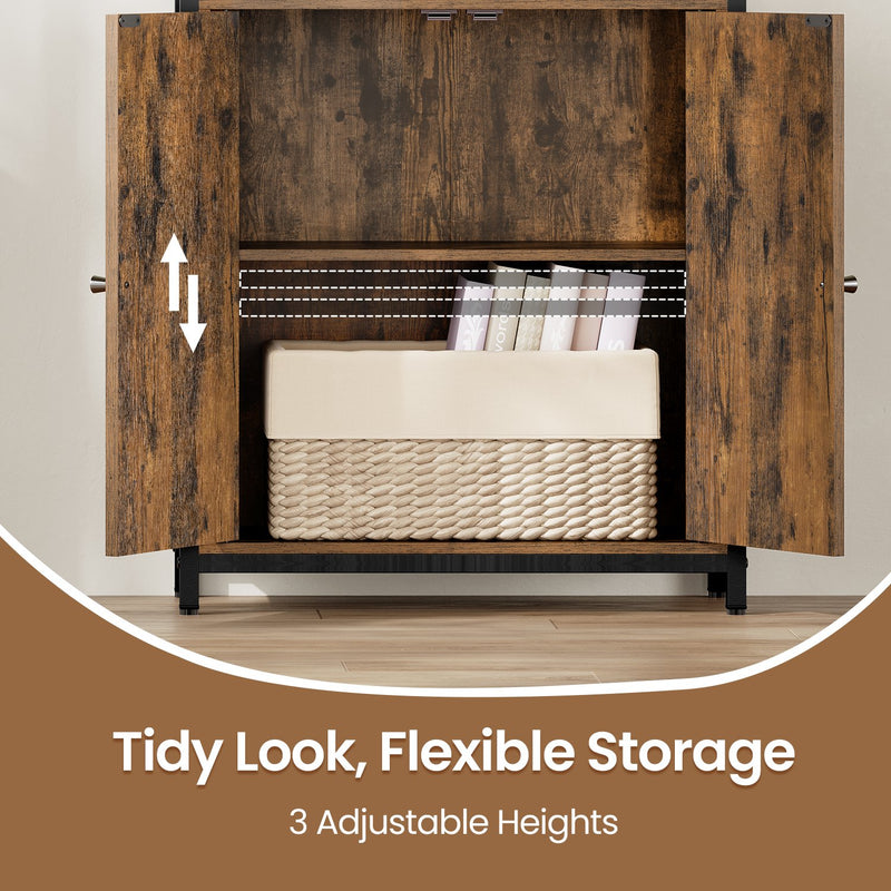 Tall 6 Tier Bookshelf with Cabinet Storage and Sturdy Metal Frame for Home Office by Vasagle