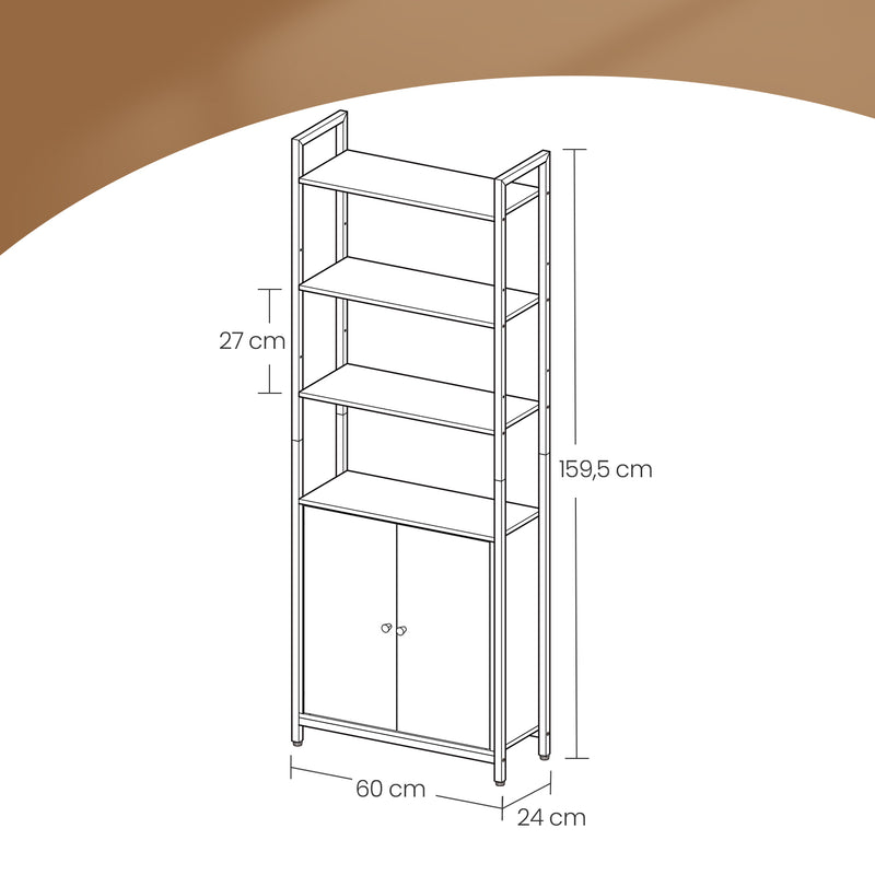 Tall 6 Tier Bookshelf with Cabinet Storage and Sturdy Metal Frame for Home Office by Vasagle