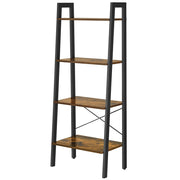 Compact Industrial Ladder Bookcase 4 Tier Steel Frame Durable Storage Display Shelf by Vasagle VASAGLE