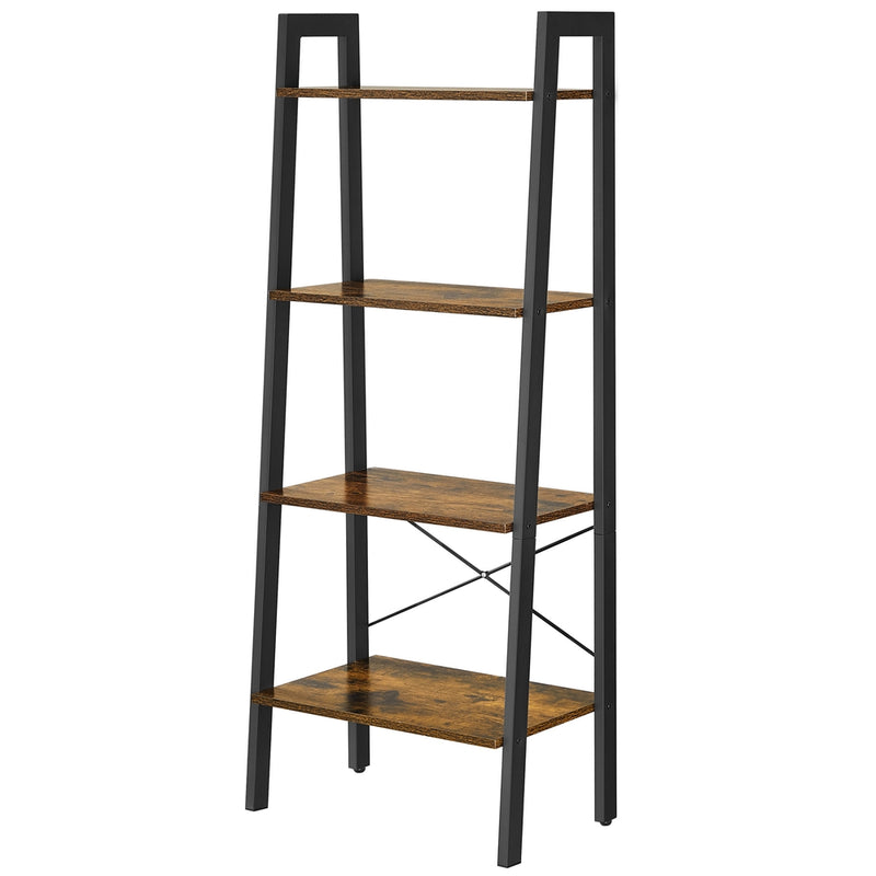 Compact Industrial Ladder Bookcase 4 Tier Steel Frame Durable Storage Display Shelf by Vasagle VASAGLE