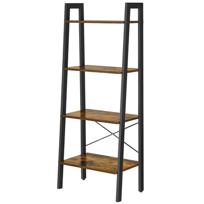 Compact Industrial Ladder Bookcase 4 Tier Steel Frame Durable Storage Display Shelf by Vasagle VASAGLE
