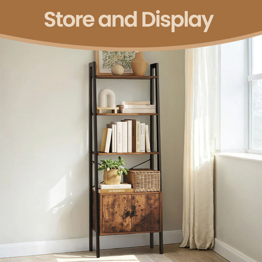 Ladder Shelf Bookcase with Storage Cabinet for Living Room or Office by Vasagle