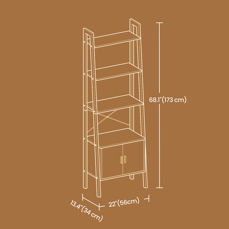 Ladder Shelf Bookcase with Storage Cabinet for Living Room or Office by Vasagle
