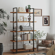 5 Tier Wooden Bookshelf Freestanding Storage Rack for Home or Office by Vasagle