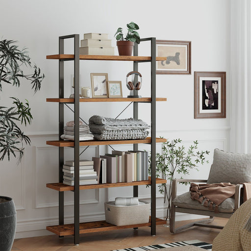 5 Tier Wooden Bookshelf Freestanding Storage Rack for Home or Office by Vasagle