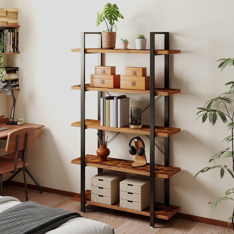 5 Tier Wooden Bookshelf Freestanding Storage Rack for Home or Office by Vasagle