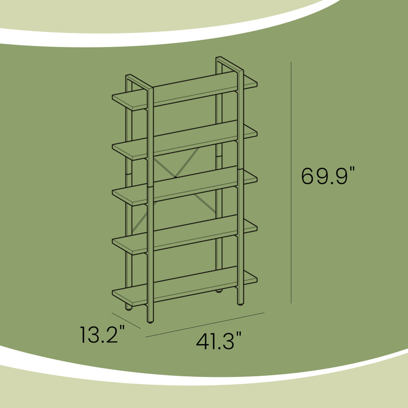 5 Tier Wooden Bookshelf Freestanding Storage Rack for Home or Office by Vasagle