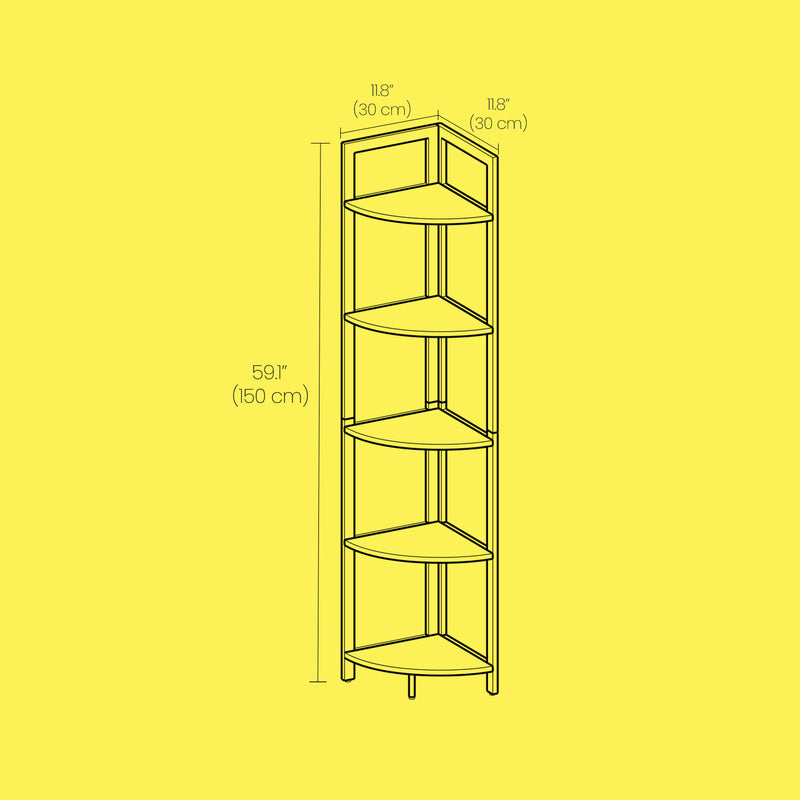 5 Tier Corner Bookcase and Plant Stand for Living Room or Bedroom Storage by Vasagle
