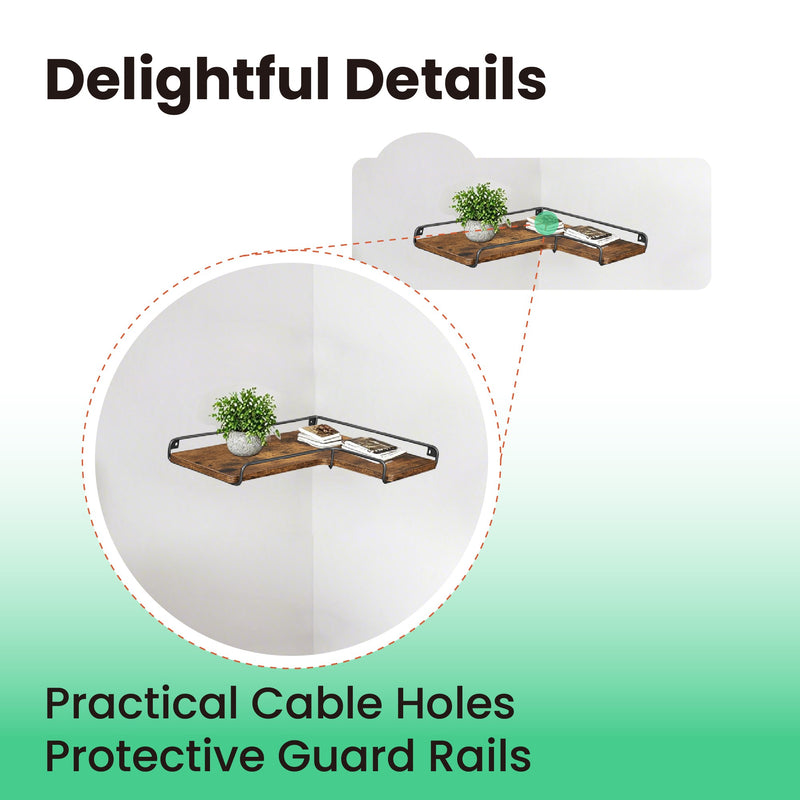 L Shaped Floating Corner Wall Shelves Set of 2 Space Saving Storage Solution by Vasagle