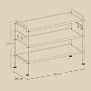 3 Tier Fabric Shoe Rack with Hooks Space Saving Shoe Storage Organiser by Songmics