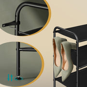3 Tier Fabric Shoe Rack with Hooks Space Saving Shoe Storage Organiser by Songmics