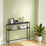 2 Tier Console Table Black Metal Frame for Hallway or Living Room by Vasagle