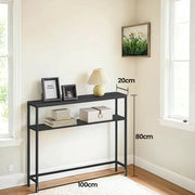 2 Tier Console Table Black Metal Frame for Hallway or Living Room by Vasagle