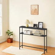 2 Tier Console Table Black Metal Frame for Hallway or Living Room by Vasagle