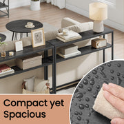 2 Tier Console Table Black Metal Frame for Hallway or Living Room by Vasagle