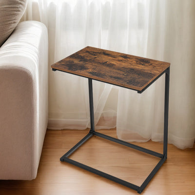 C Shaped Side Table Metal Frame Sofa Laptop Desk Space Saving Design by Vasagle