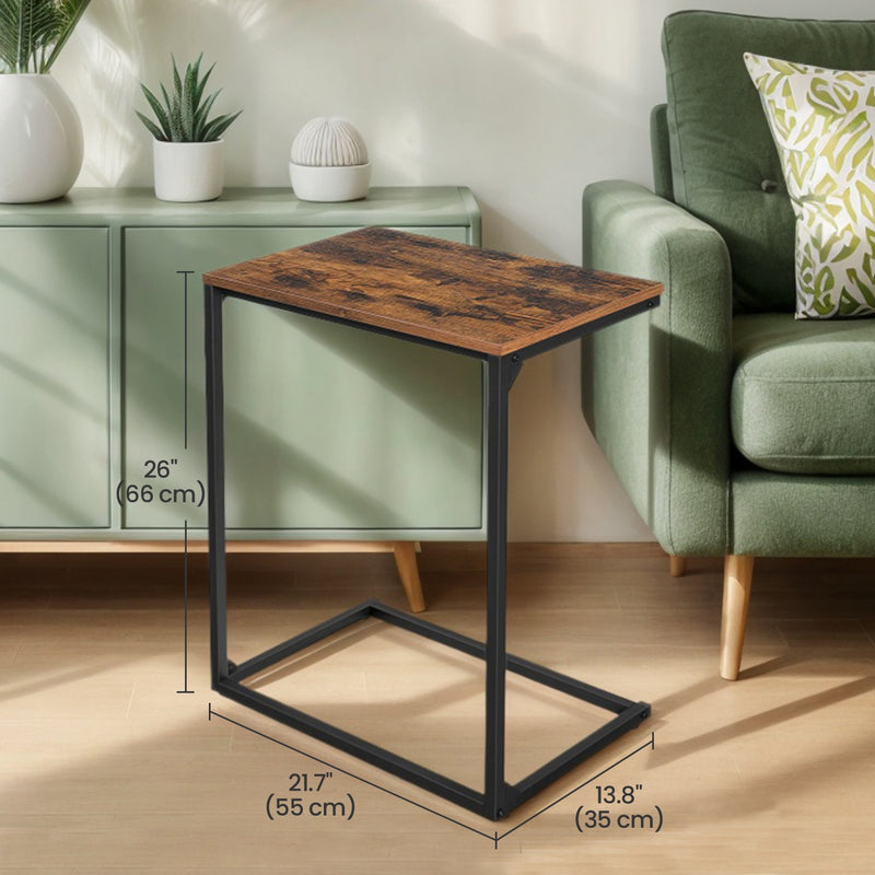 C Shaped Side Table Metal Frame Sofa Laptop Desk Space Saving Design by Vasagle