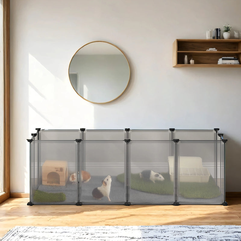 Modular Indoor Pet Playpen with Secure Floor Panel for Small Animals by Songmics