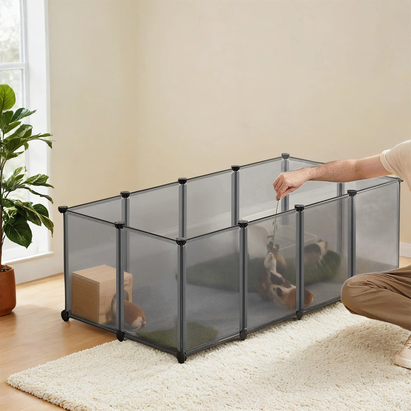 Modular Indoor Pet Playpen with Secure Floor Panel for Small Animals by Songmics