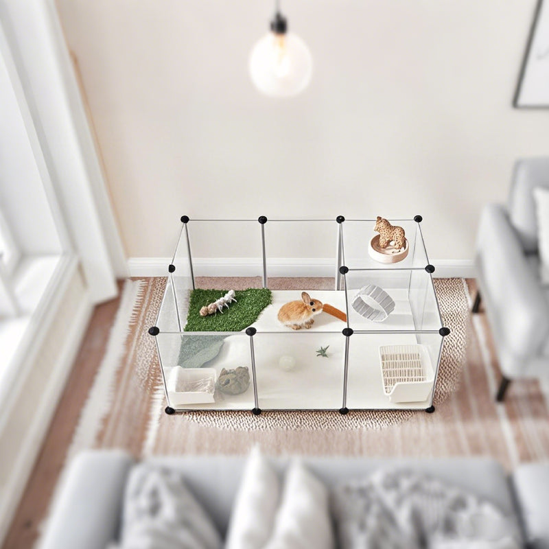 Modular Indoor Pet Playpen with Floor Panels Safe and Expandable Pet Fence by Songmics