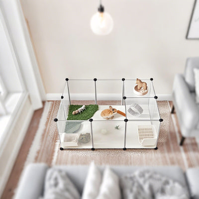 Modular Indoor Pet Playpen with Floor Panels Safe and Expandable Pet Fence by Songmics