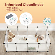Modular Indoor Pet Playpen with Floor Panels Safe and Expandable Pet Fence by Songmics