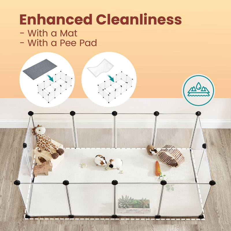 Modular Indoor Pet Playpen with Floor Panels Safe and Expandable Pet Fence by Songmics