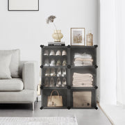 12 Slot Interlocking Shoe Rack Modular Plastic Storage Unit for Hallway or Bedroom by Songmics