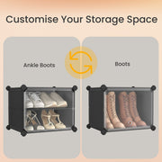 12 Slot Interlocking Shoe Rack Modular Plastic Storage Unit for Hallway or Bedroom by Songmics