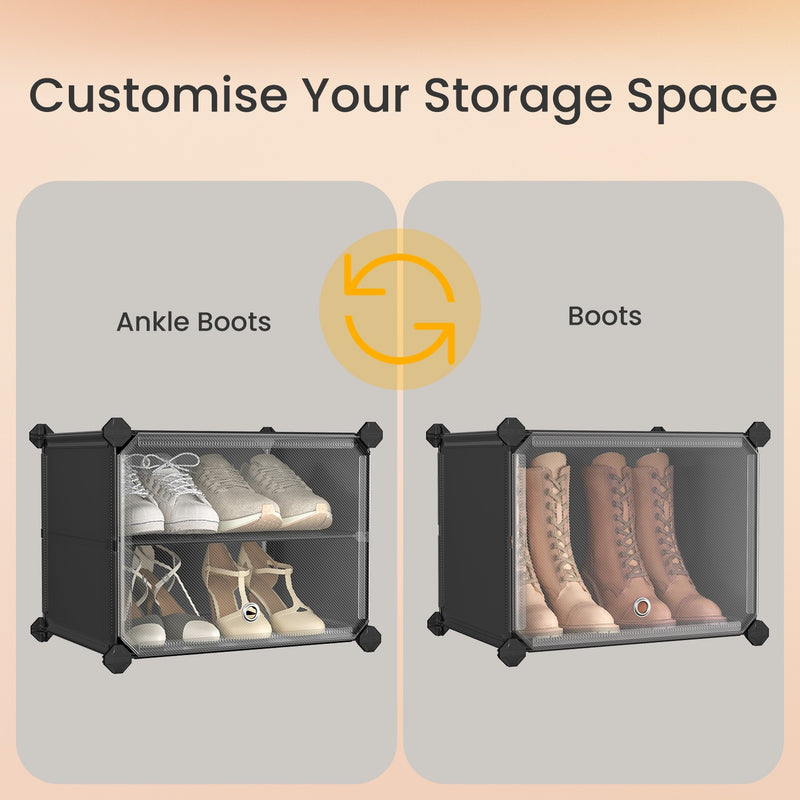 12 Slot Interlocking Shoe Rack Modular Plastic Storage Unit for Hallway or Bedroom by Songmics